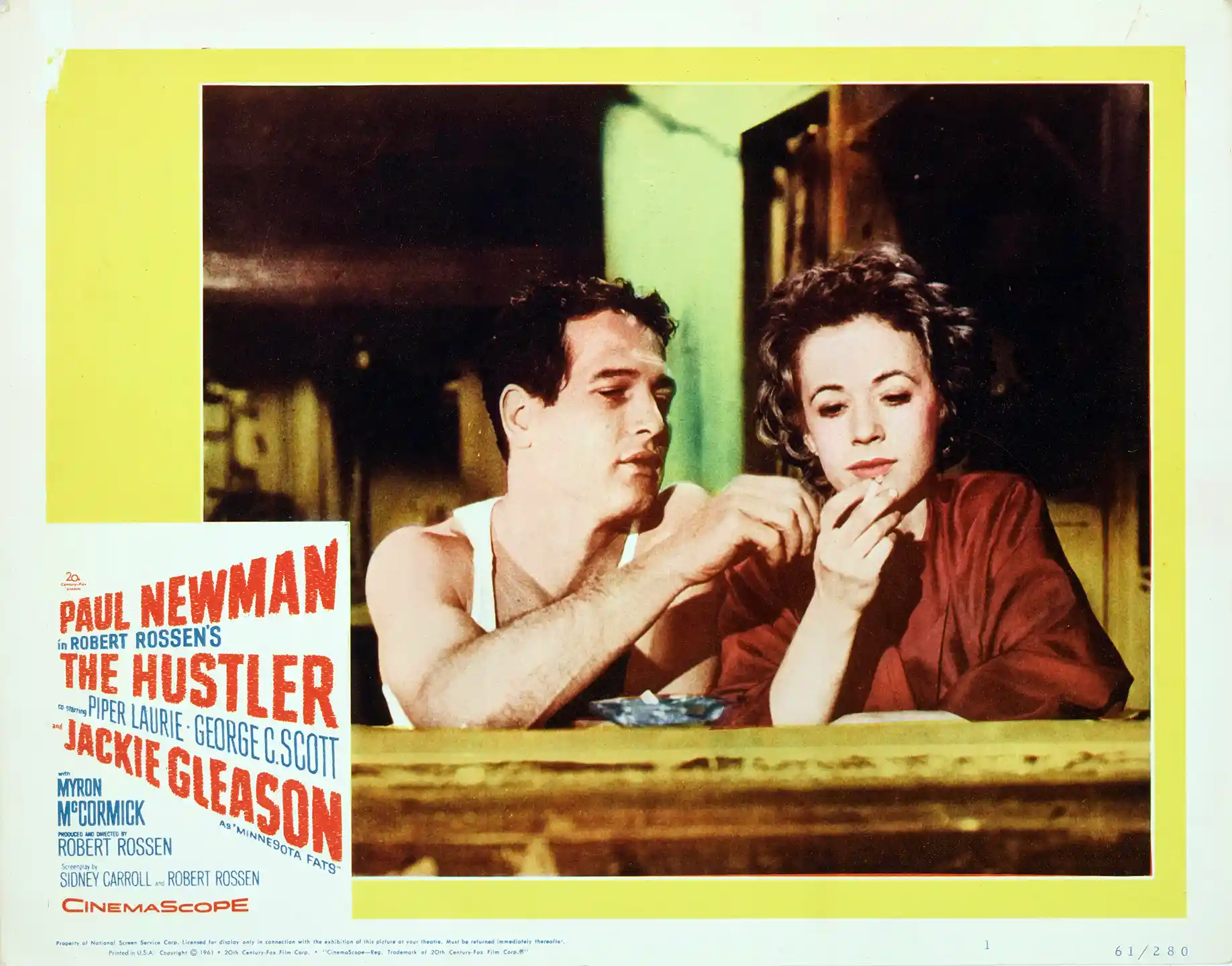 The Hustler (1961) | Vintage Movie Poster | Paul Newman & Piper Laurie Art