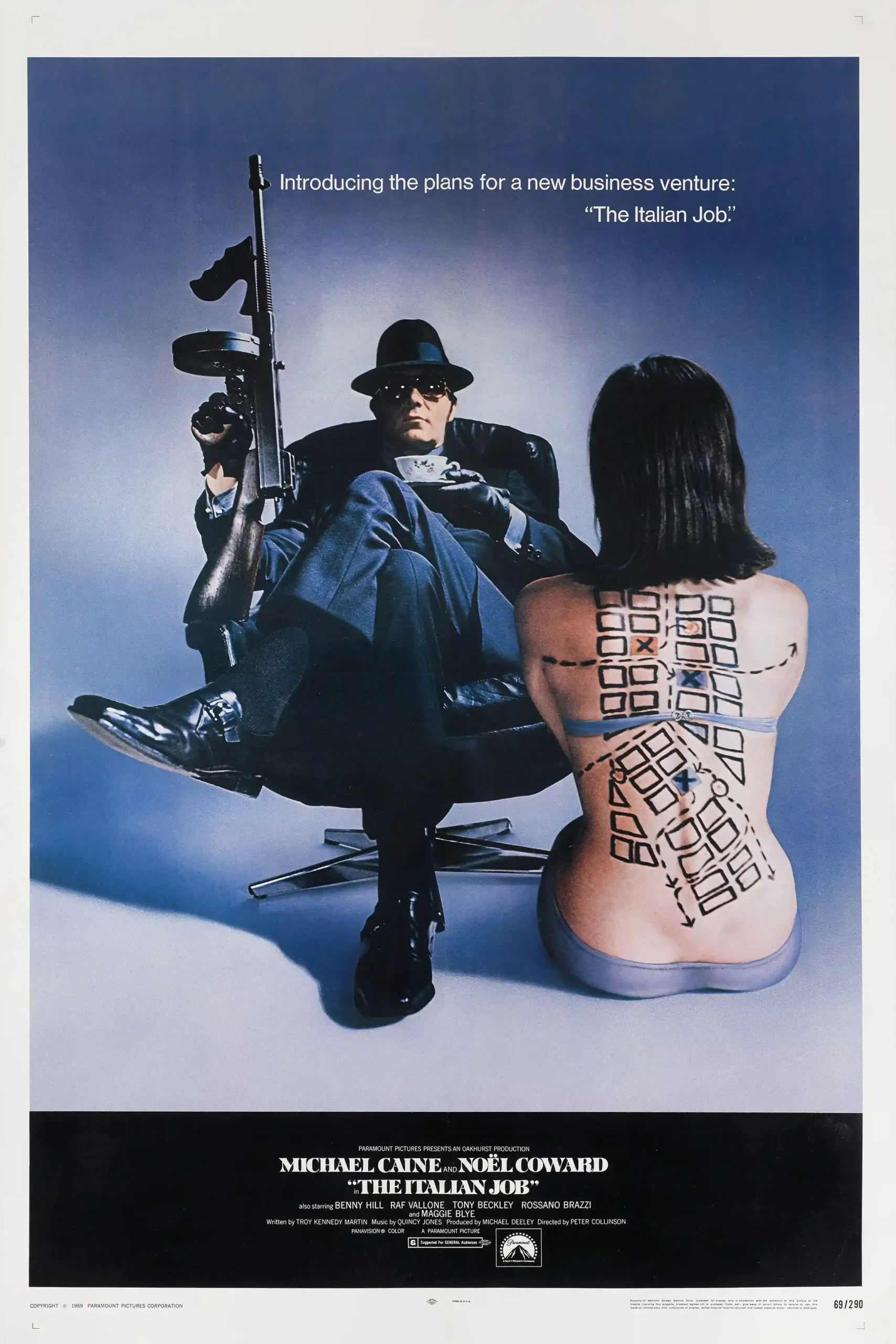 The Italian Job | Movie Poster | Michael Caine Heist Plan Art