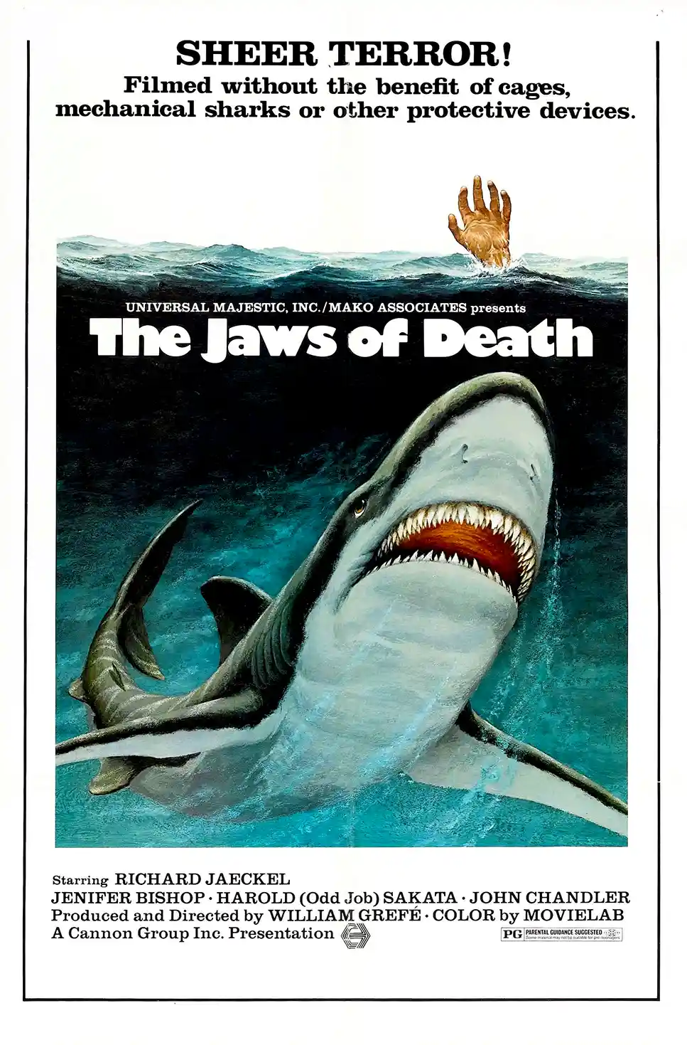 The Jaws of Death | Vintage Horror Movie Poster | Great White Shark Art Print