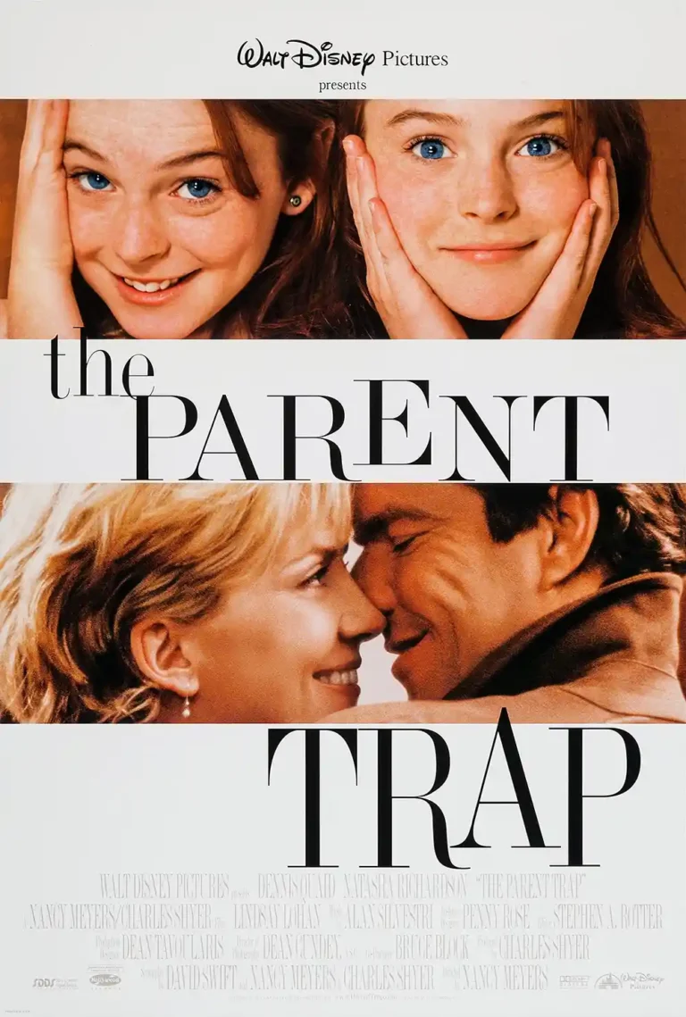 The Parent Trap (1998) Movie poster featuring the key cast, including Lindsay Lohan, Dennis Quaid, and Natasha Richardson, split across three visual sections.