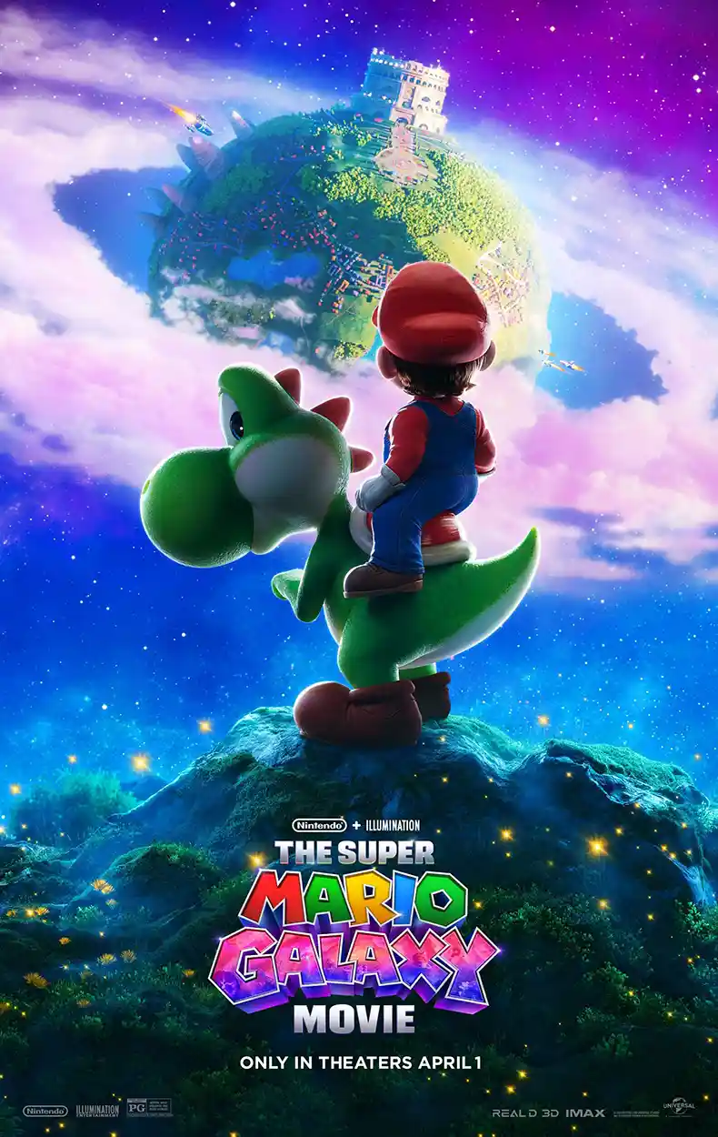 Super Mario Galaxy Movie Poster | Mario & Yoshi Space Art Print