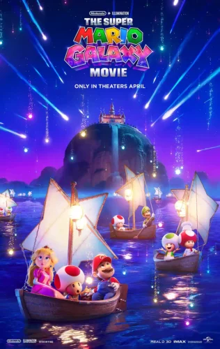 The Super Mario Galaxy Movie Glowing Sailing Scene Movie Poster