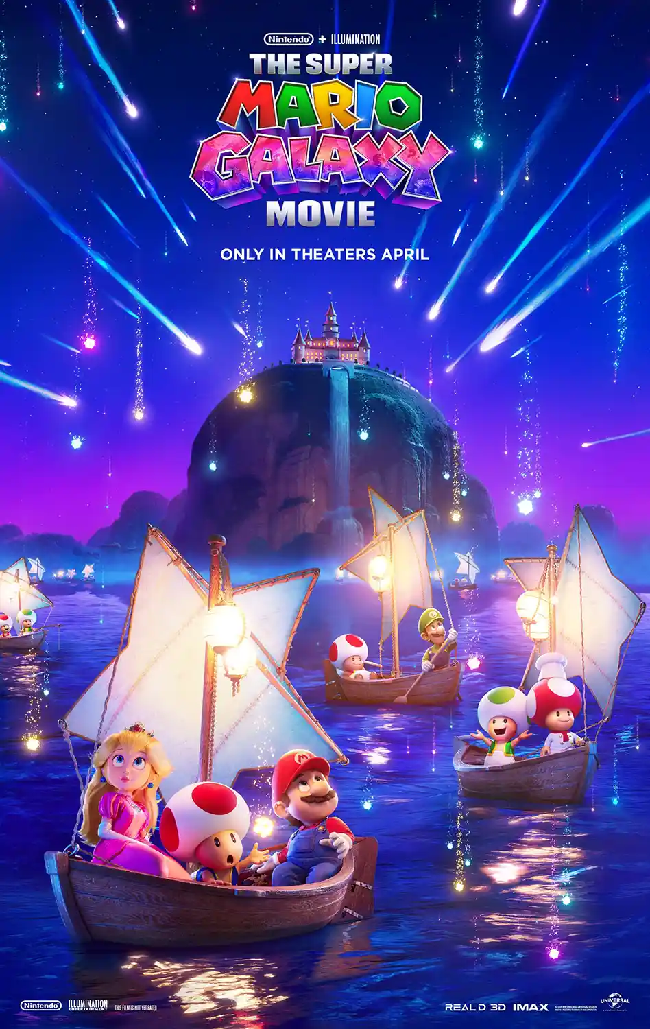 The Super Mario Galaxy Movie | Poster | Glowing Sailing Scene Art