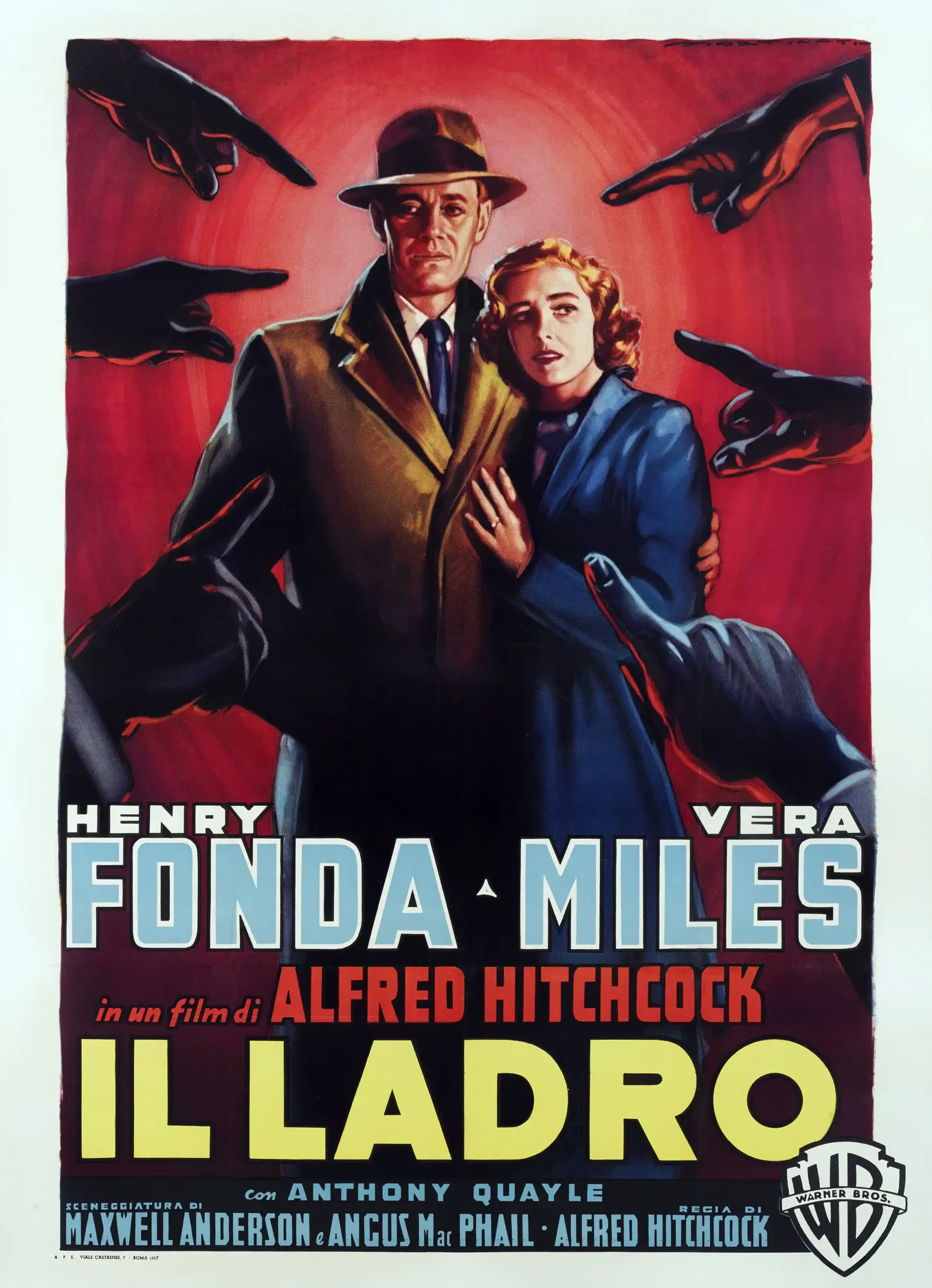 The Wrong Man (1957) | Movie Poster | Italian 'Il Ladro' Vintage Wall Art