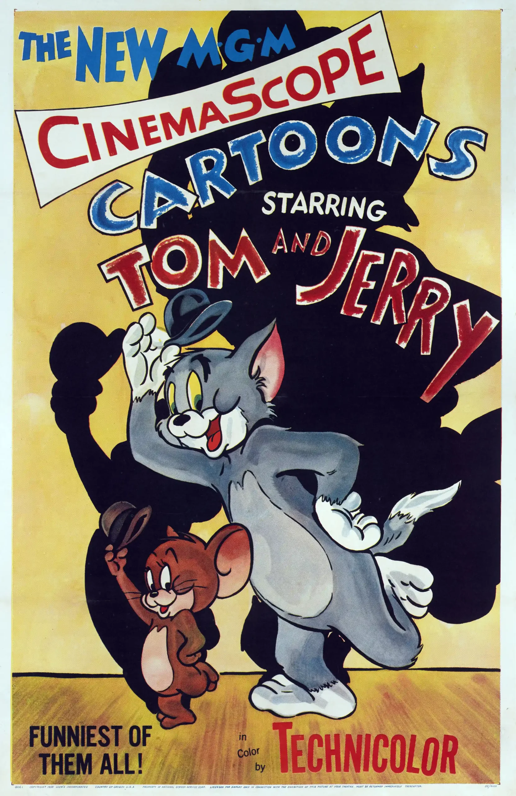 Tom and Jerry | Classic Cartoon Poster | Vintage 1955 Technicolor Wall Art