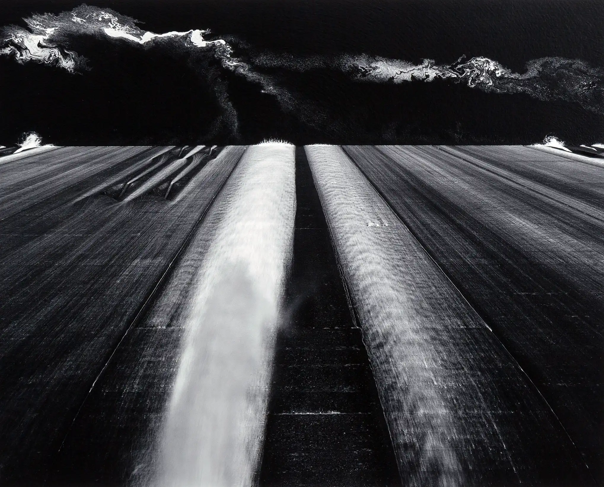 Toshio Shibata | Fine Art Photography Poster | Abstract Black & White Dam Structure