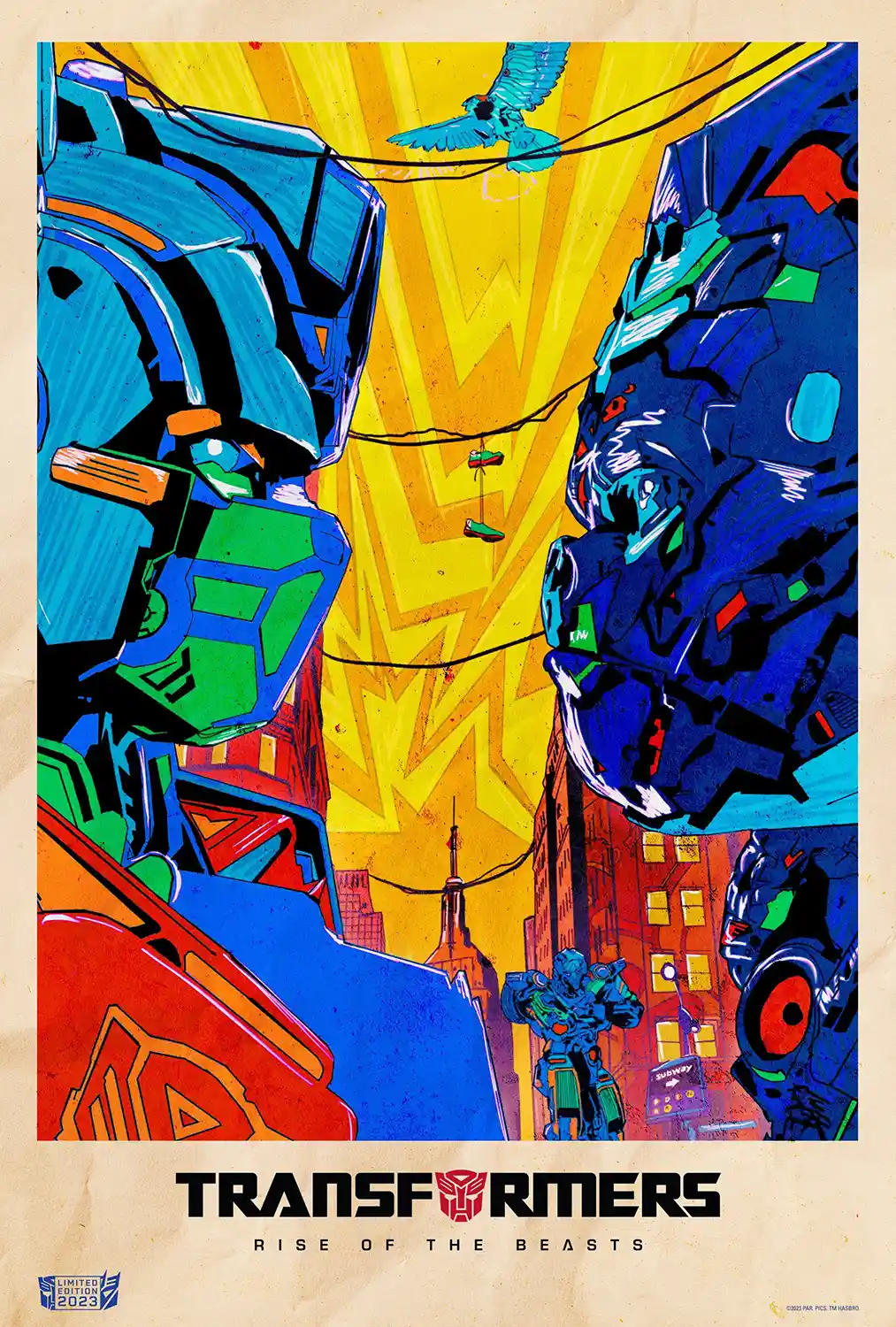 Transformers: Rise of the Beasts | Movie Poster | Vibrant Retro Comic Art