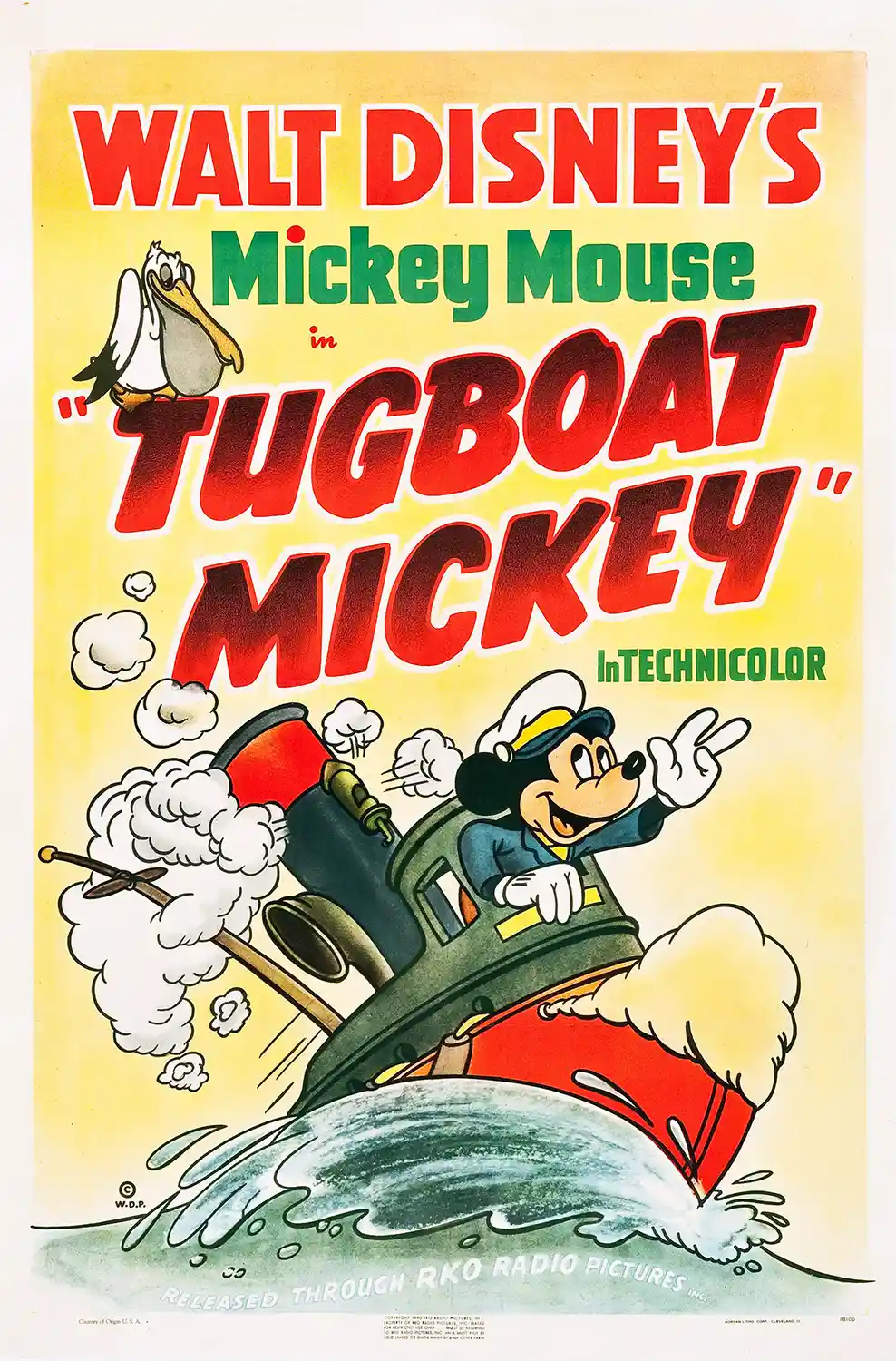 Tugboat Mickey | Disney Cartoon Poster | Vintage 1940s Wall Art Print