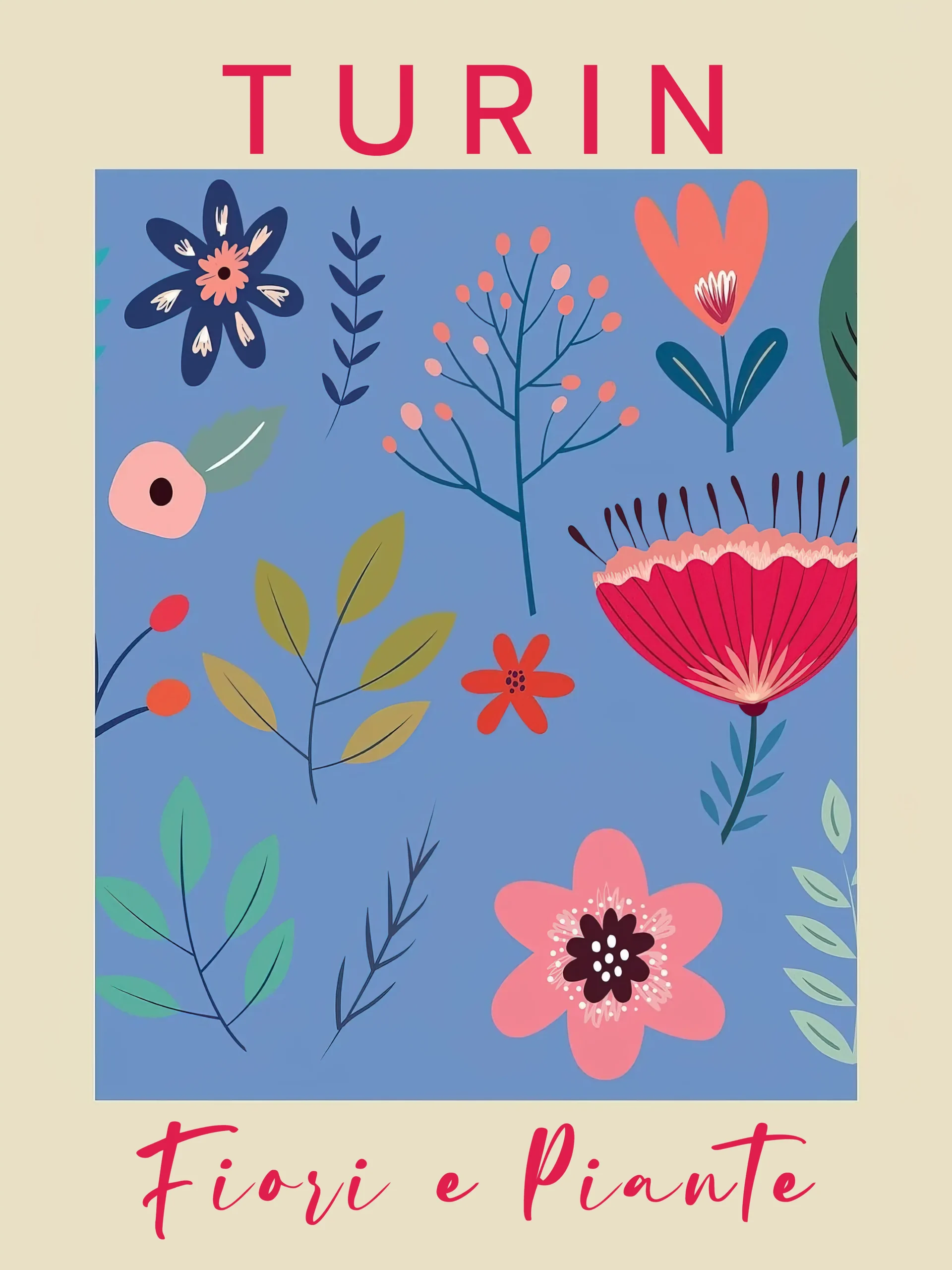 Turin Fiori e Piante | Italian City Poster | Botanical Art Print