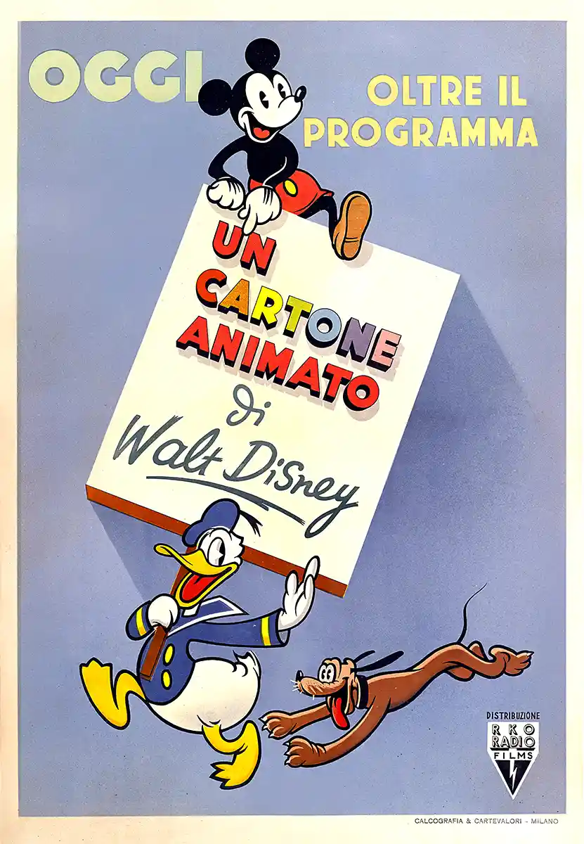 Mickey Mouse & Donald Duck | Vintage Italian Movie Poster | Disney Art Print
