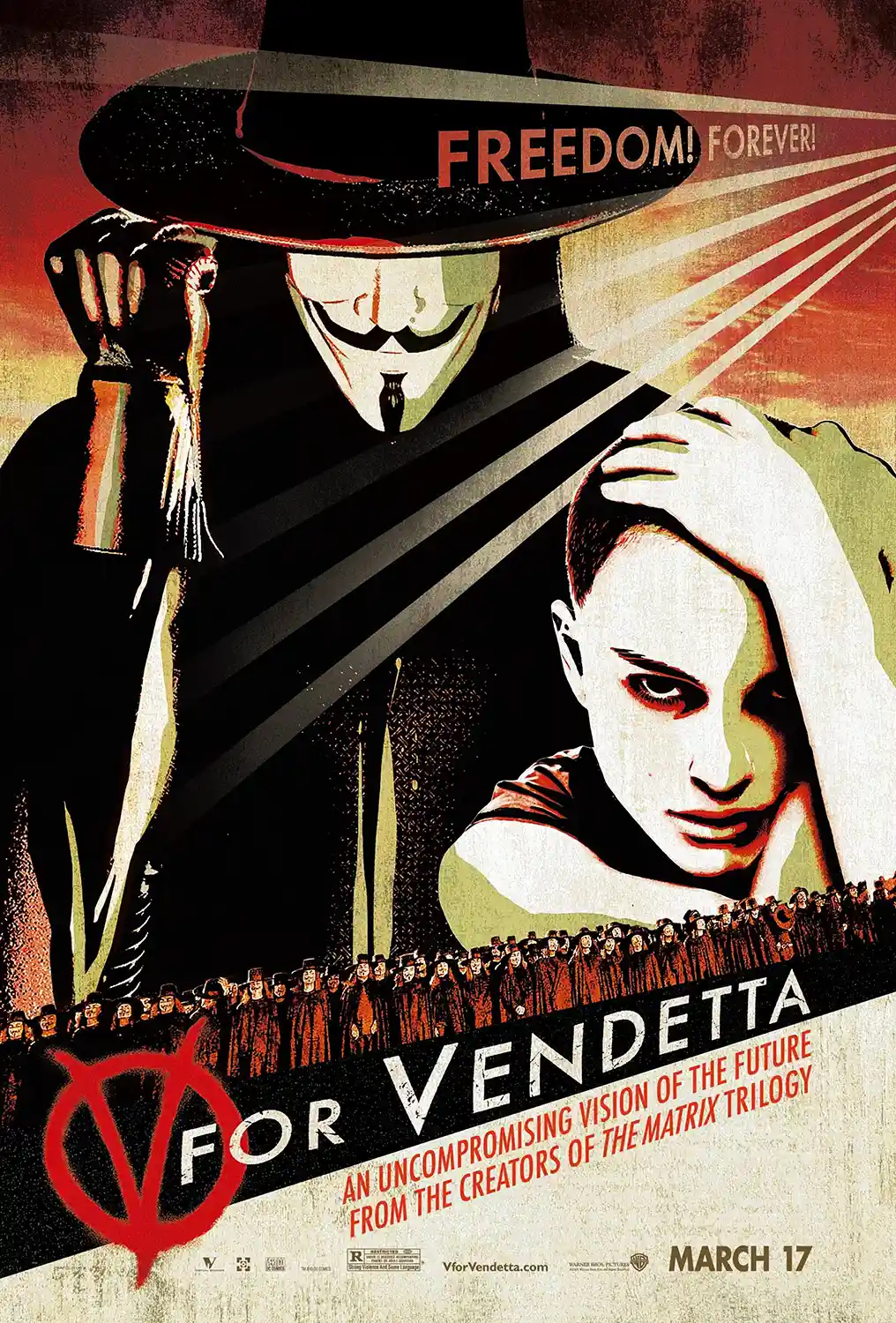 V for Vendetta | Movie Poster | Freedom Forever Retro Wall Art Print