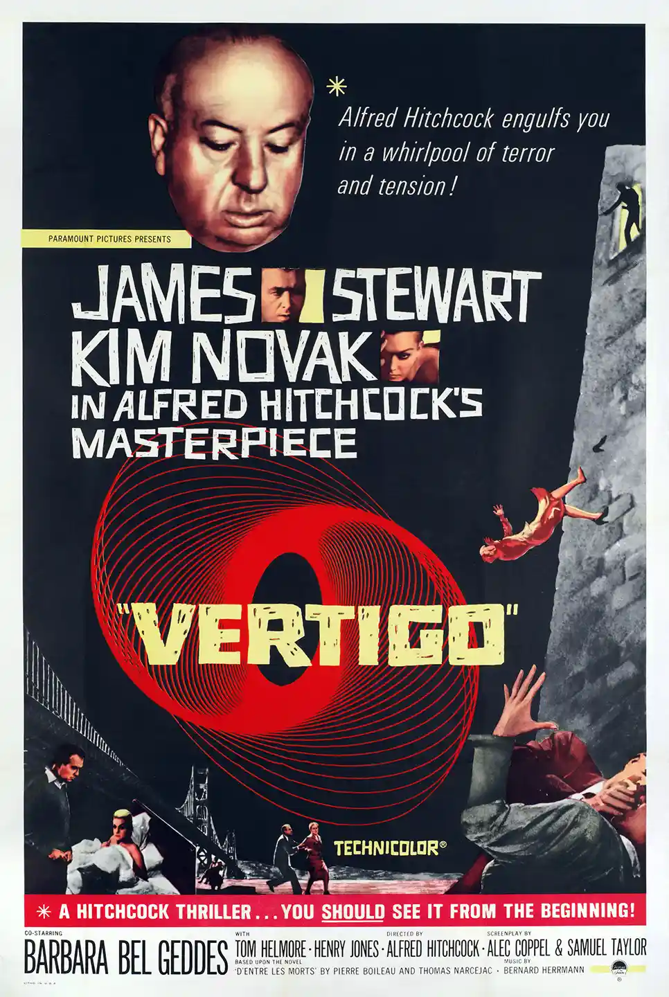 Vertigo (1958) | Classic Movie Poster | Hitchcock Swirl Art Print