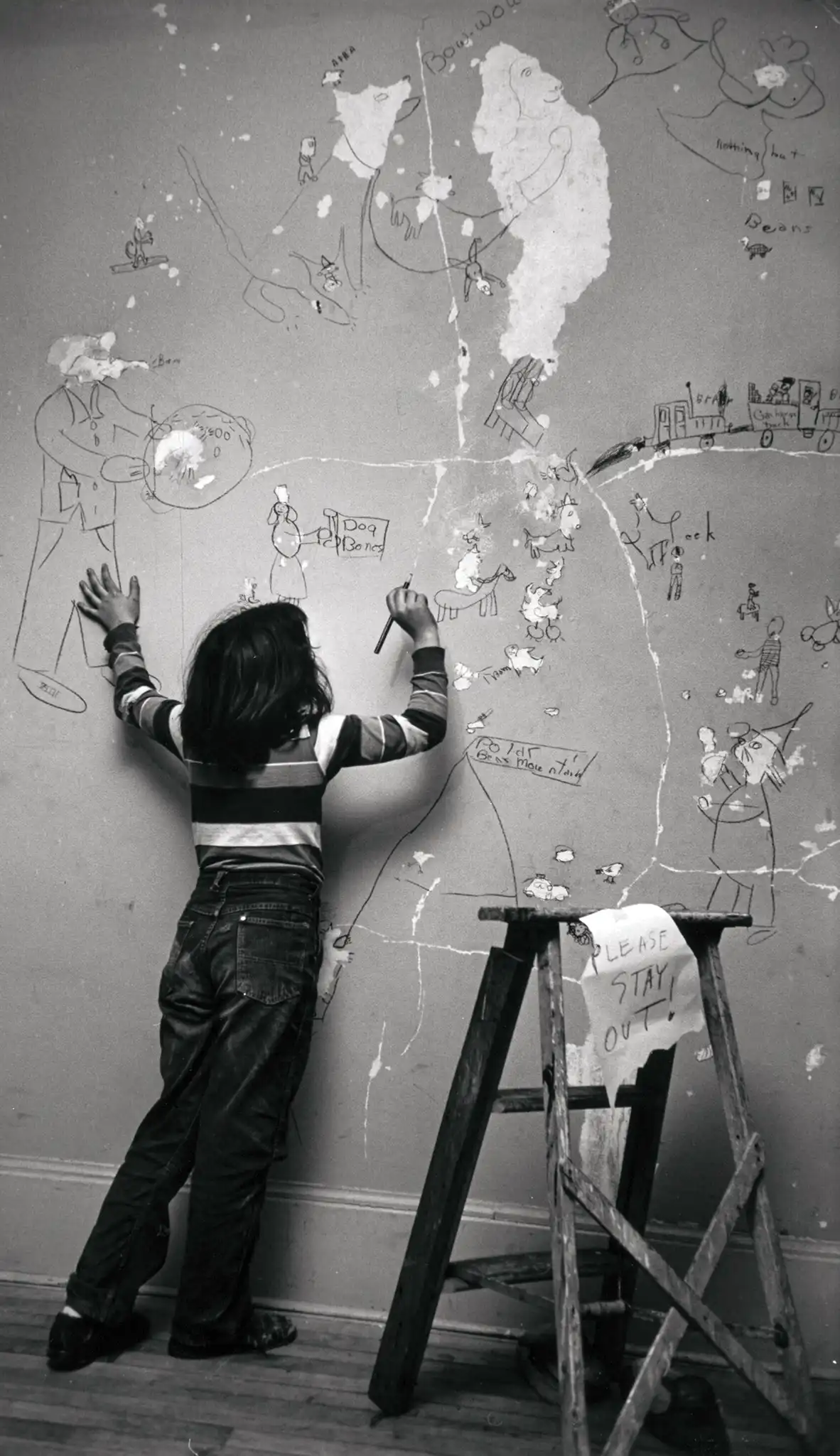 W. Eugene Smith photography print — Juanita Writing on a Wall, vintage black and white photography print c. 1953