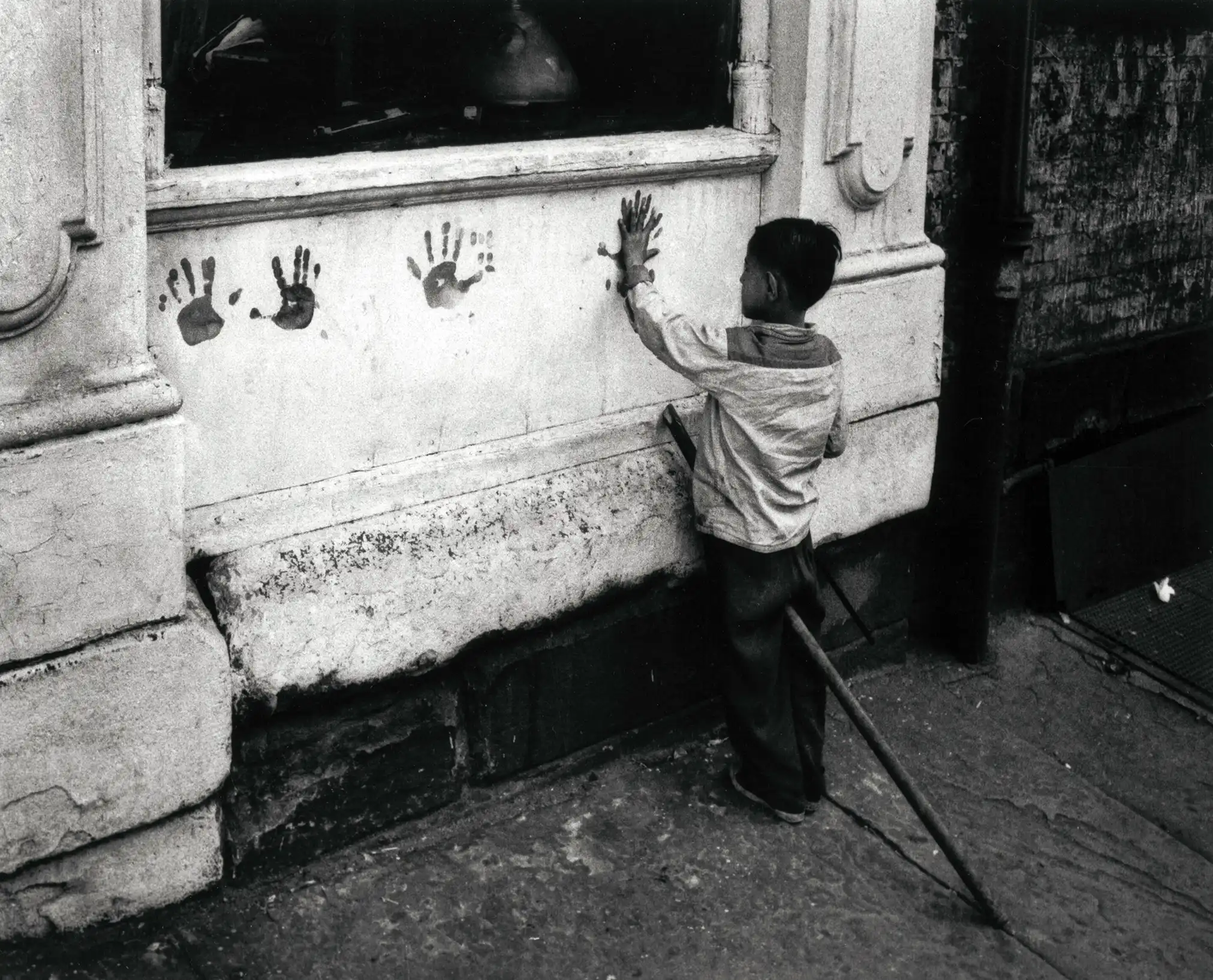 W. Eugene Smith photography print — Pittsburgh photography print, child hand impressions on wall 1955–56