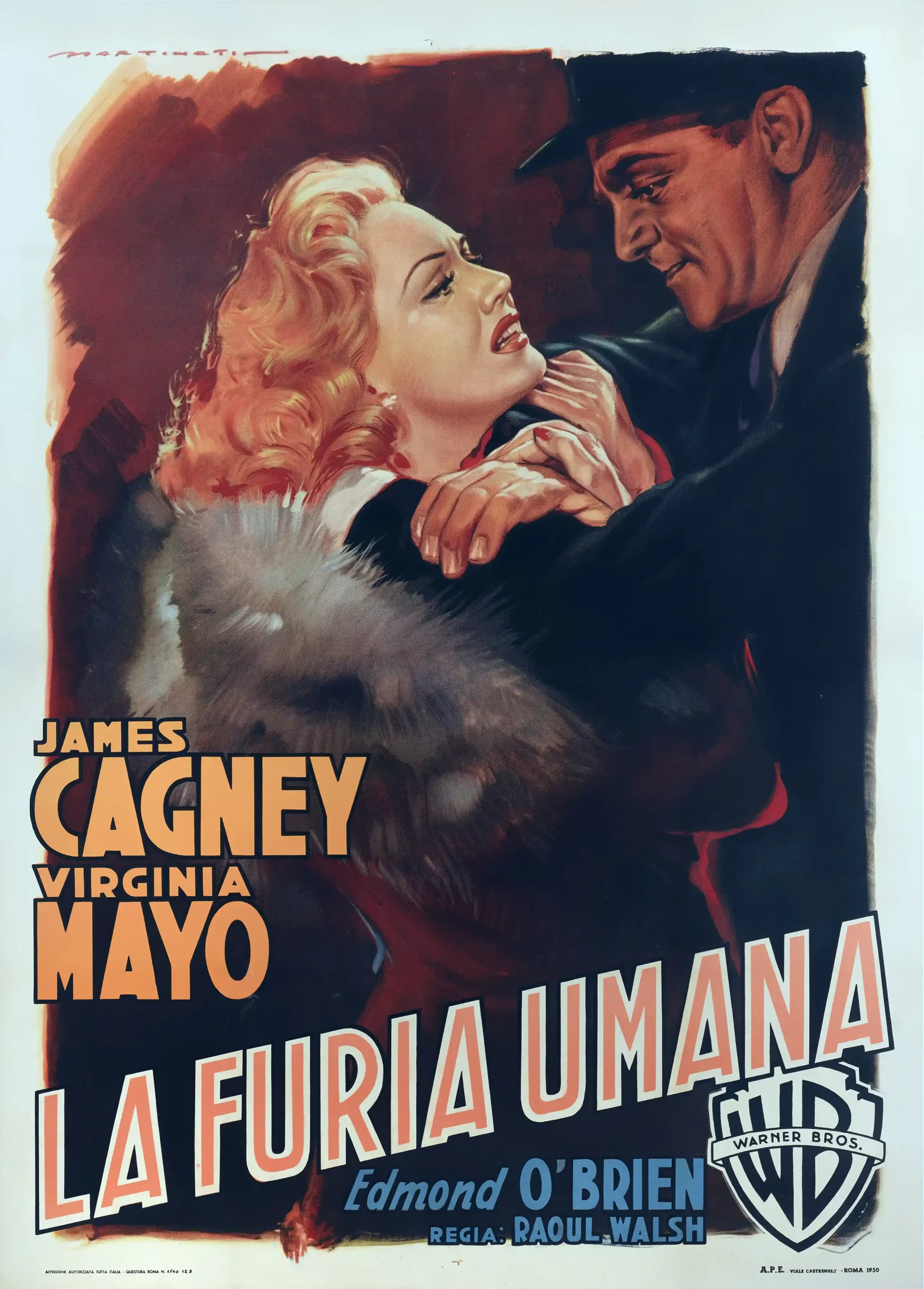 White Heat (1949) | Classic Film Noir Poster | Vintage Italian Art Print
