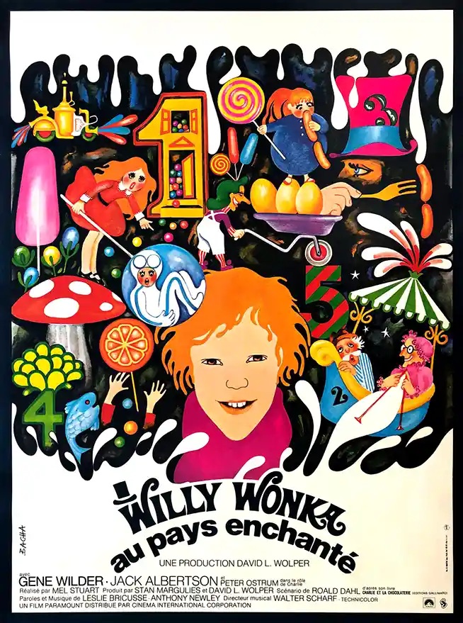 Willy Wonka Movie Poster | French Art Print | Psychedelic Candy Design