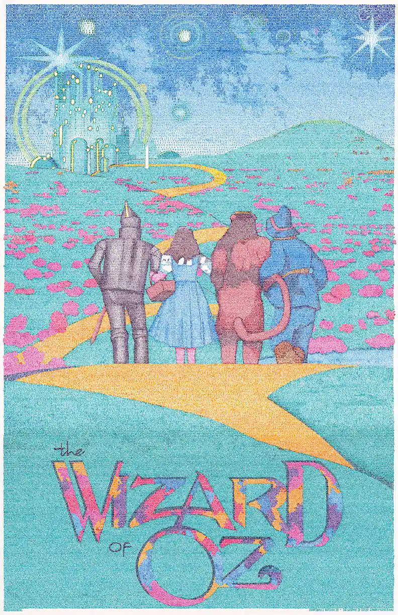 The Wizard of Oz | Movie Poster | Yellow Brick Road Stipple Art Print