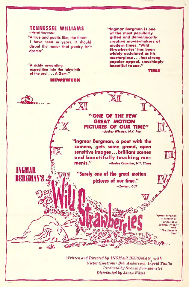 Wild Strawberries | Movie Poster | Vintage Clock & Review Art Print