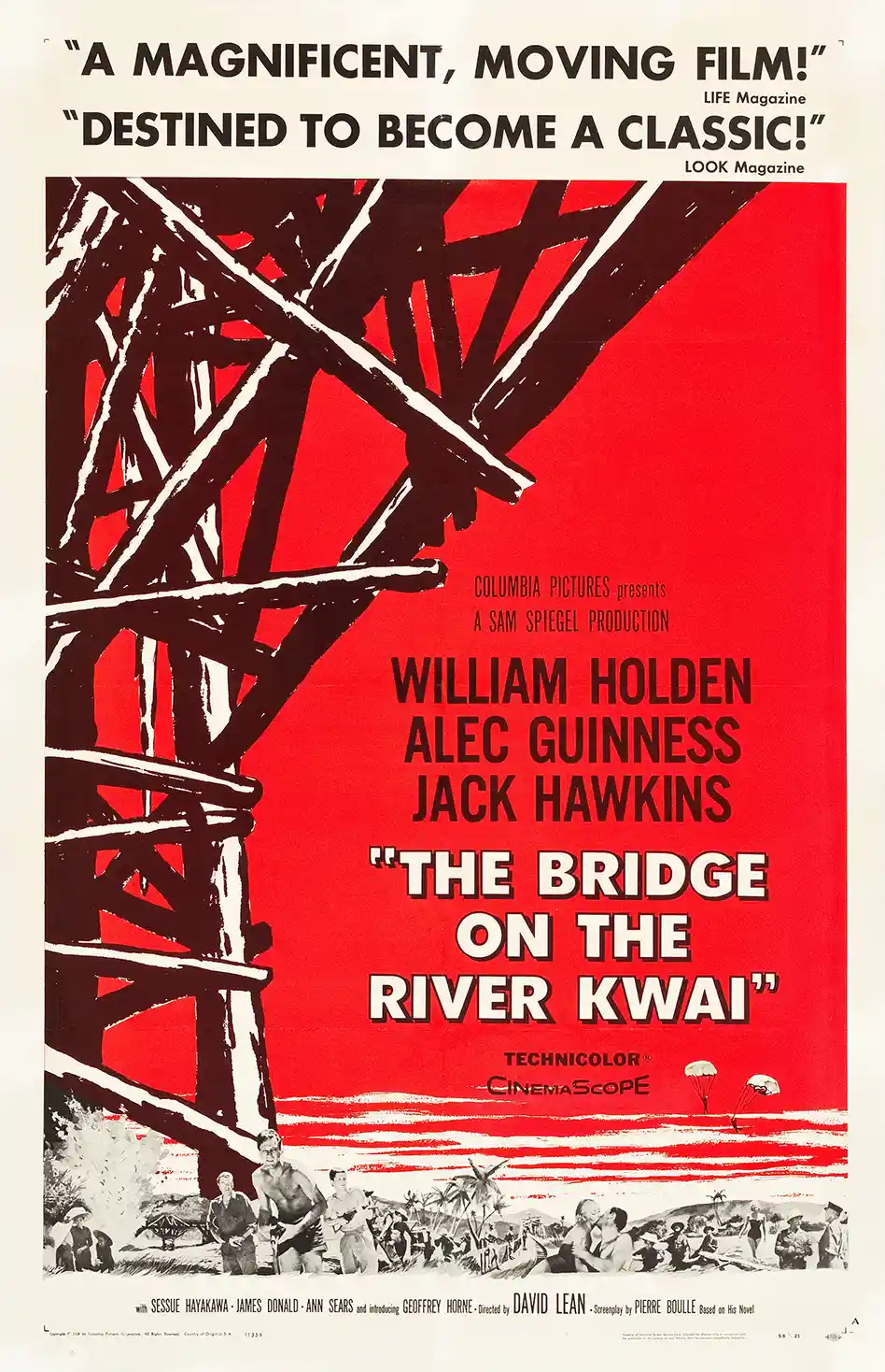 The Bridge on the River Kwai | Movie Poster | Classic Red Graphic Art