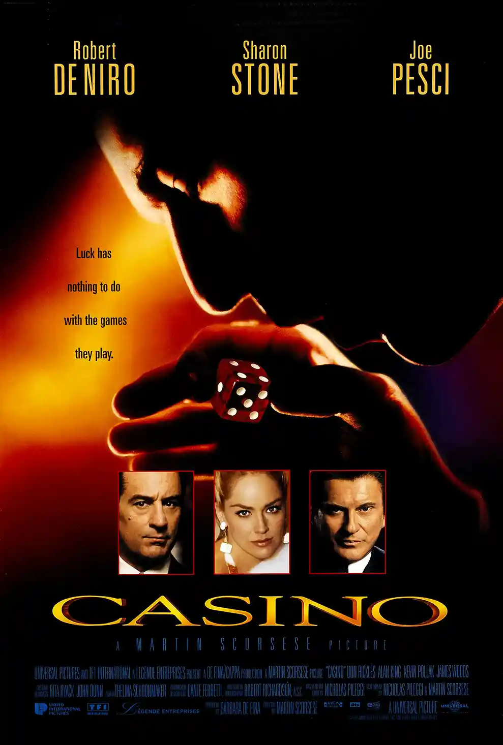 Casino (1995 Film) | Movie Poster | Iconic Dice & Cast Portrait Art
