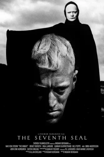 The Seventh Seal Knight and Death Black and White Movie Poster