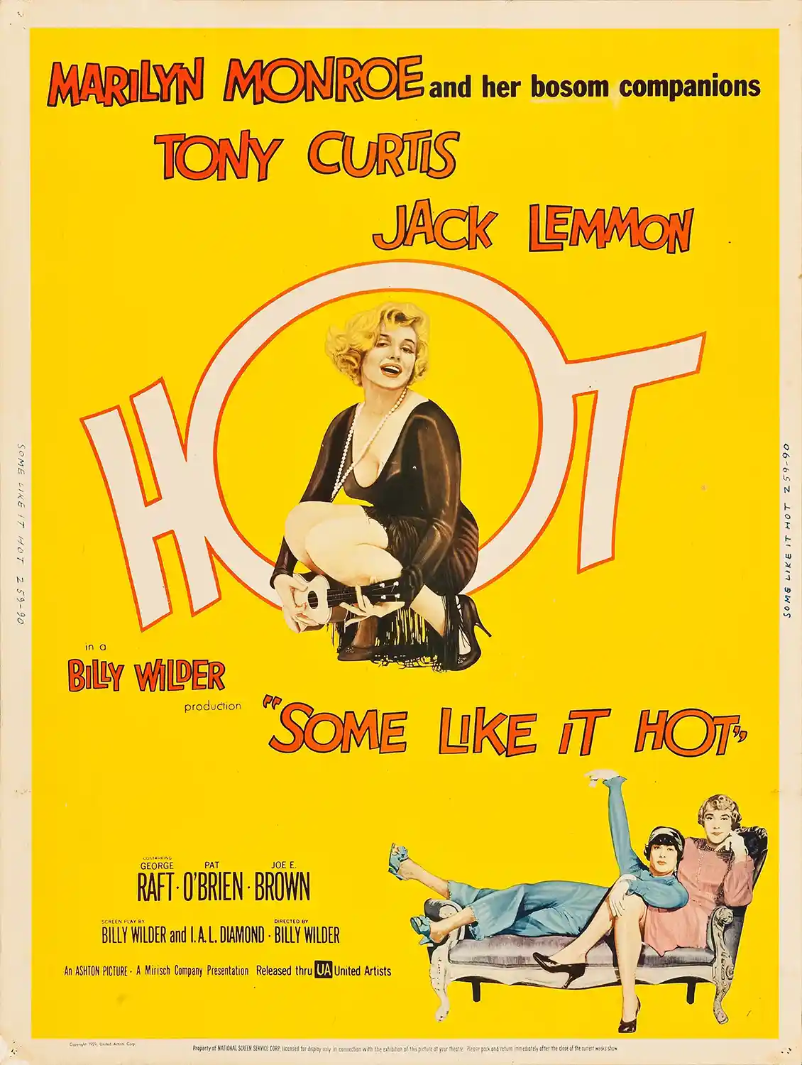Some Like It Hot | Movie Poster | Classic Marilyn Monroe Yellow Art Print