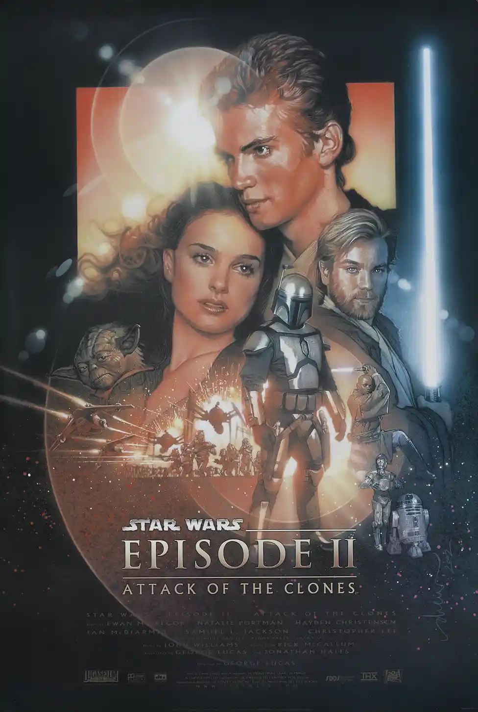 Star Wars movie poster Episode 2 featuring Anakin, Padmé, Jango Fett and Obi-Wan – home theater wall art