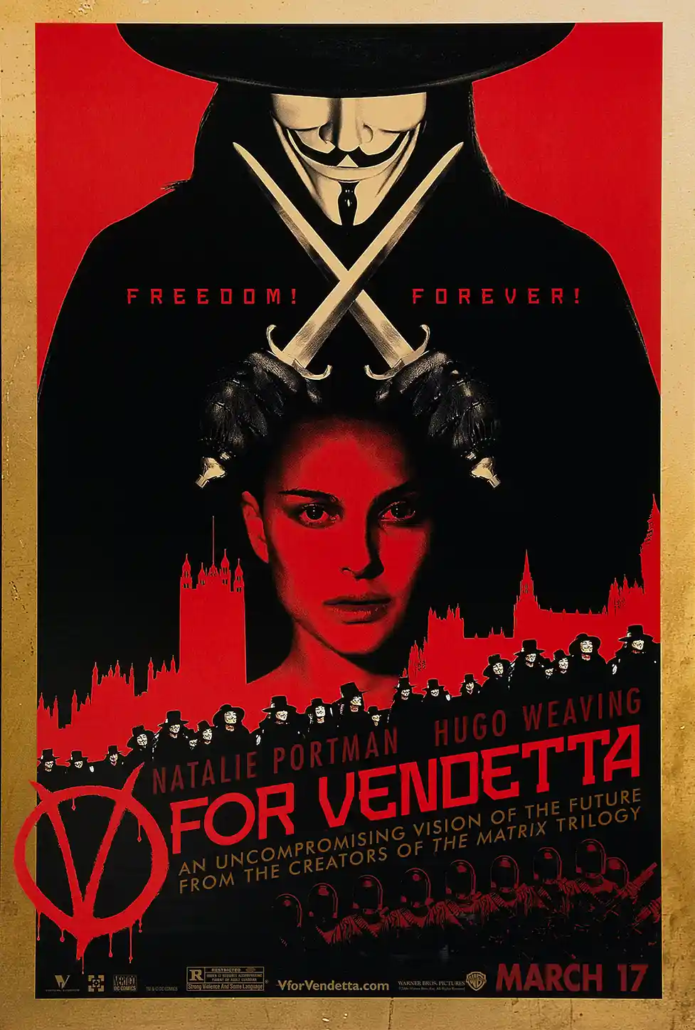 V for Vendetta | Movie Poster | Red & Black Iconic Wall Art Print