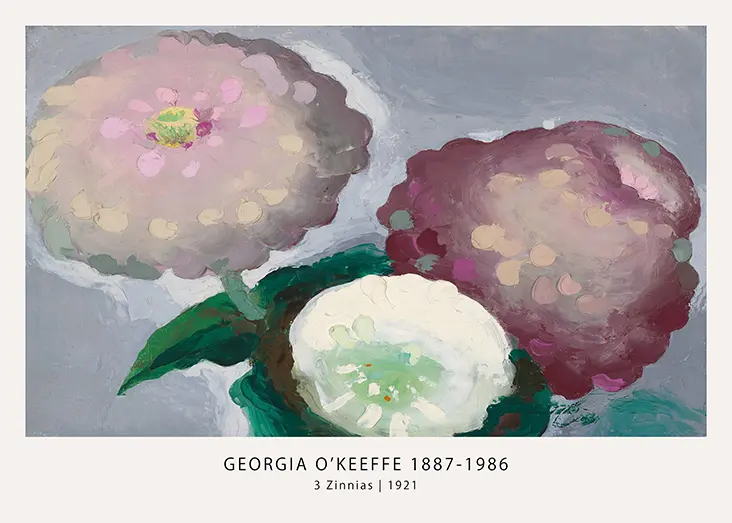 Georgia O'Keeffe 3 Zinnias 1921 Floral Art Print