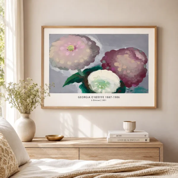 3 Zinnias Print, Georgia O'Keeffe Floral Wall Art Print