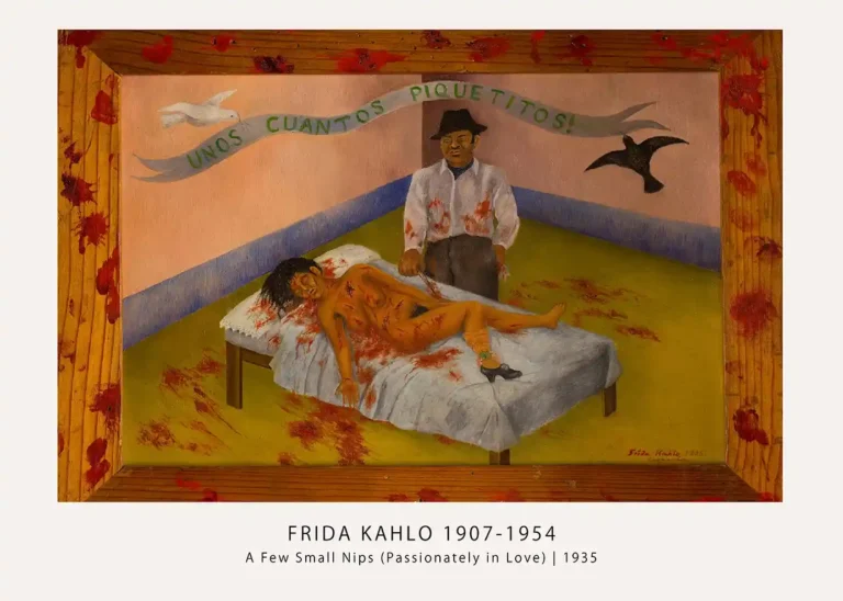Few Small Nips — visceral 1935 fine art painting by Frida Kahlo featuring a wounded