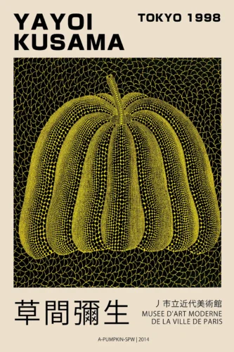 Yayoi Kusama Tokyo 1998 Exhibition Yellow Pumpkin Wall Art Print