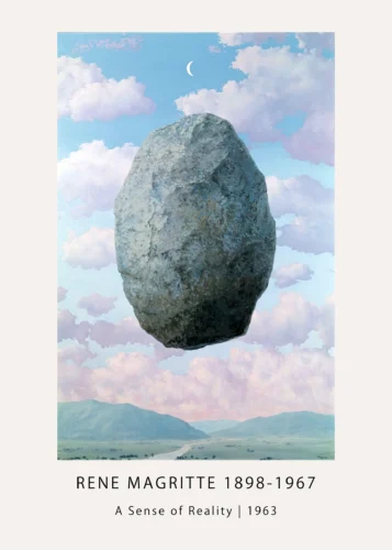 Sense of Reality Print, Floating Boulder Surreal Wall Art Print