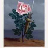 Blow to Heart Print, Magritte Rose and Dagger Wall Art Print