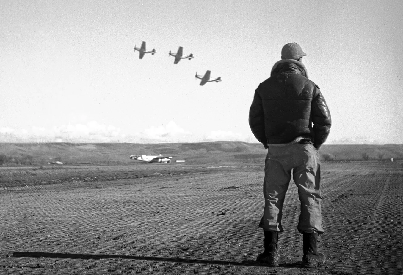 WWII air force poster - 1945 Pilot and Fighter Planes Wall Art