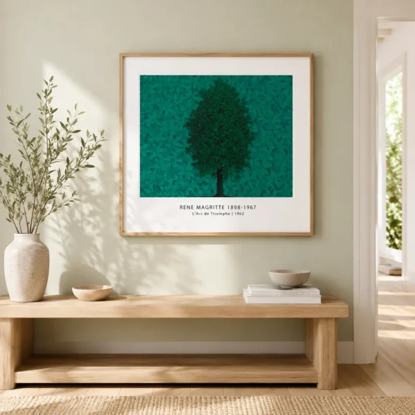 Arc de Triomphe Print, Magritte Green Tree Wall Art Print