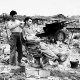 Vintage 1945 Army Barber Photography, WW2 Soldier Photography Print