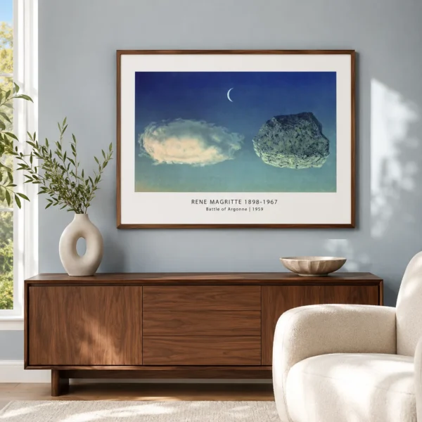 Battle of Argonne Print, Magritte Cloud and Rock Wall Art Print
