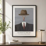 Baucis Landscape Print, Magritte Bowler Hat Wall Art Print