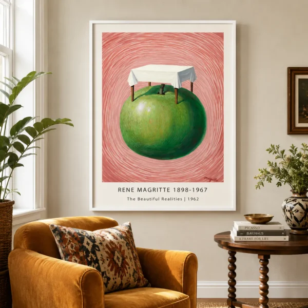 Beautiful Realities Print, Magritte Apple Wall Art Print