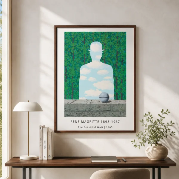 Beautiful Walk Poster, Magritte Sky Silhouette Wall Art Print