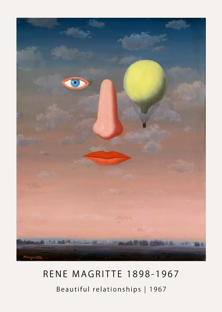 Magritte Relationships Print Floating — magritte Relationships print turns a face into floating lips, nose, eye