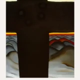 New Mexico Cross Print, O'Keeffe Desert Sunset Wall Art Print