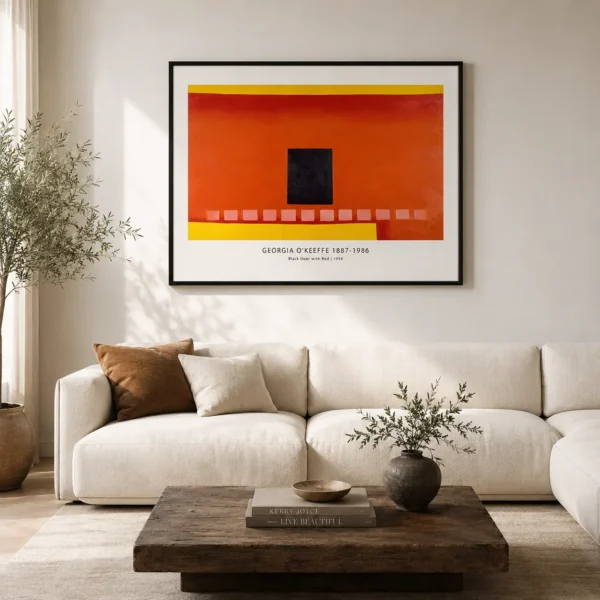 Black Door Print, Georgia O'Keeffe Red Adobe Wall Art Study
