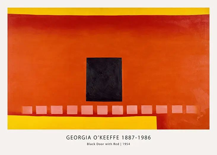 Georgia O'Keeffe print - Classic 1954 Black Door with Red Wall Art