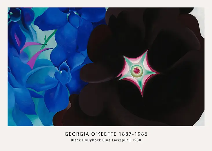Georgia O'Keeffe print - Black Hollyhock Blue Larkspur 1930 Wall Art