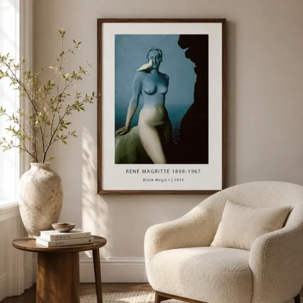 Black Magic 1934 Print, Magritte Blue Figure Surrealist Art