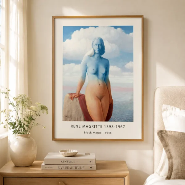 Black Magic Poster, Magritte Sky Figure Surrealist Art