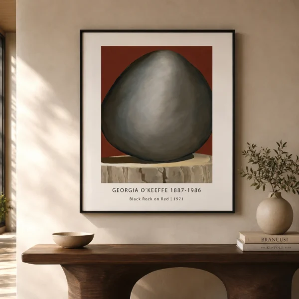 Black Rock Print, Georgia O'Keeffe Red Abstract Wall Art Print