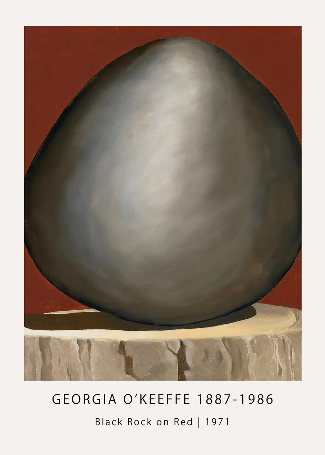 Georgia O'Keeffe Print - Black Rock on Red 1971 Modernist Wall Art